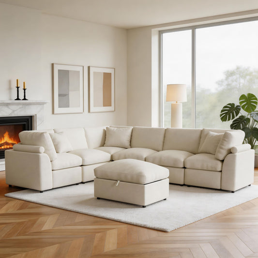 5-seat Modular Sectional Sofa with Hidden Storage