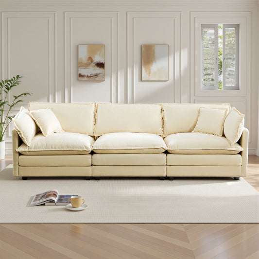 Modular 3-Seat Deep Seat Sectional Sofa with Ottoman