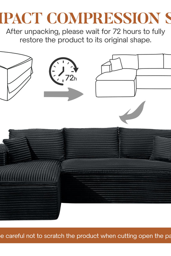 Casual Plush Corduroy L-shape Sectional Sofa