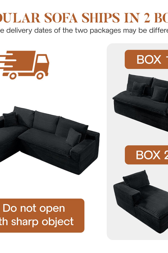 Casual Plush Corduroy L-shape Sectional Sofa