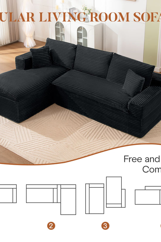 Casual Plush Corduroy L-shape Sectional Sofa