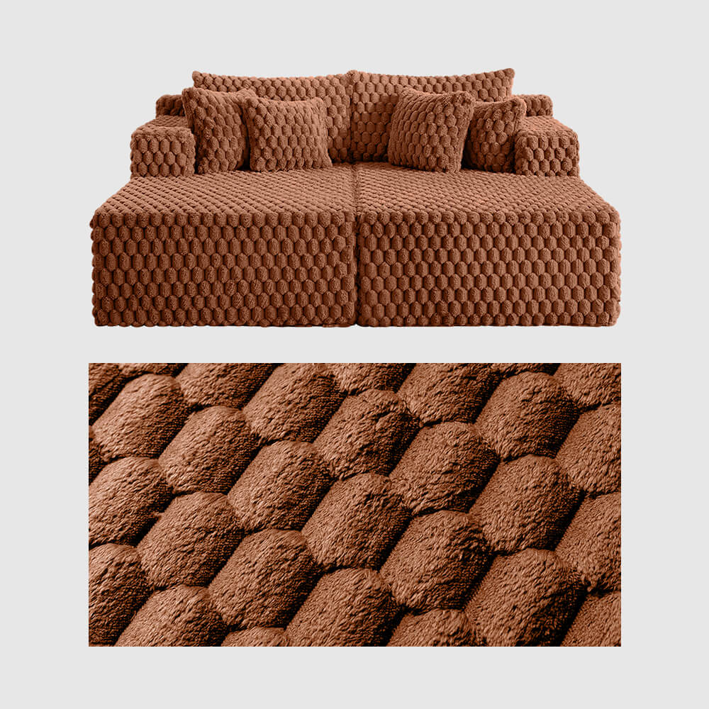 74.8" Oversize Corduroy Double Lounge Chaise Sofa Bed