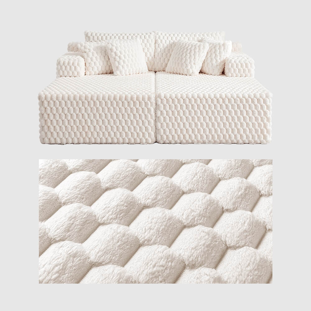 74.8" Oversize Corduroy Double Lounge Chaise Sofa Bed