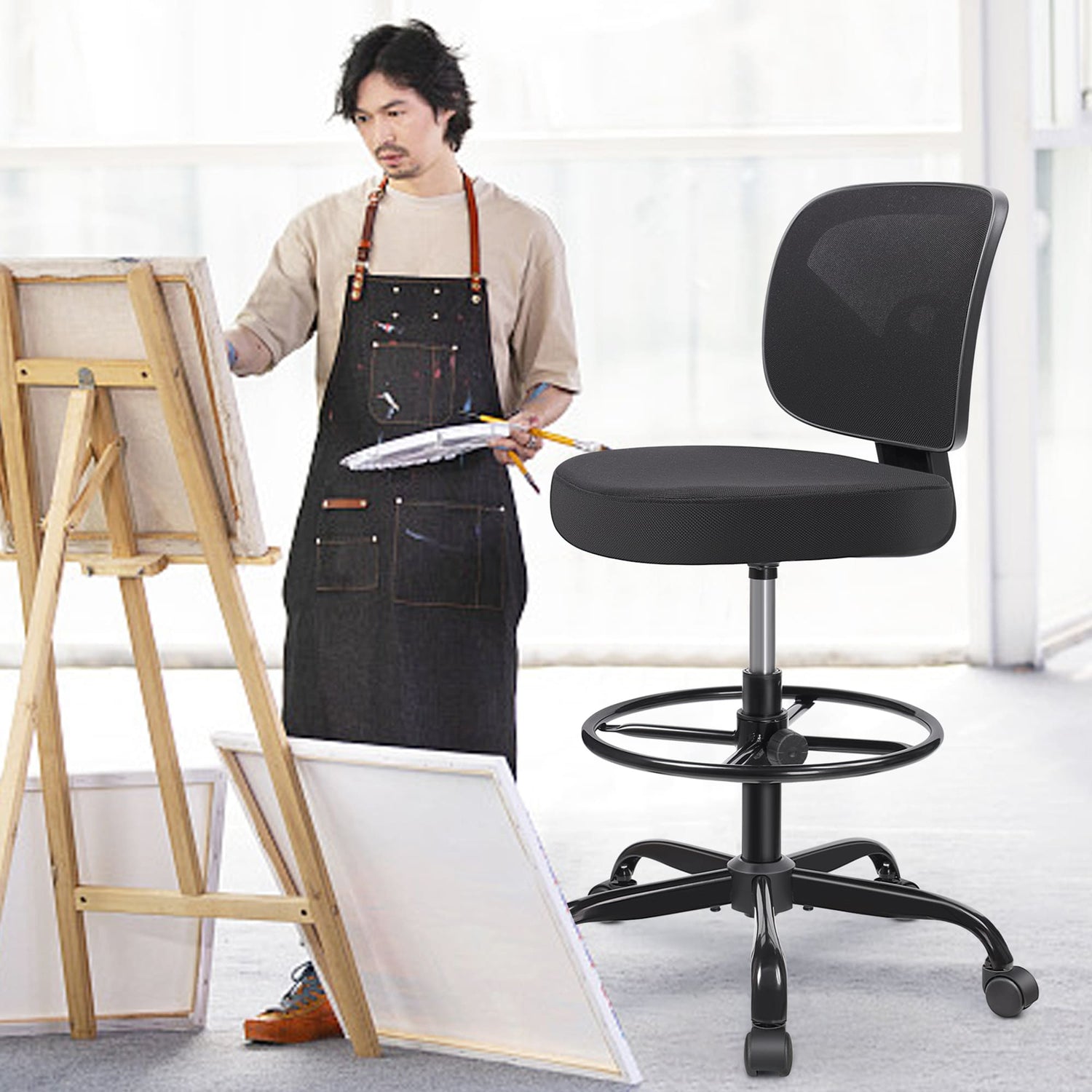 Ergonomischer Zeichenstuhl mit verstellbarem Fußring 777Z