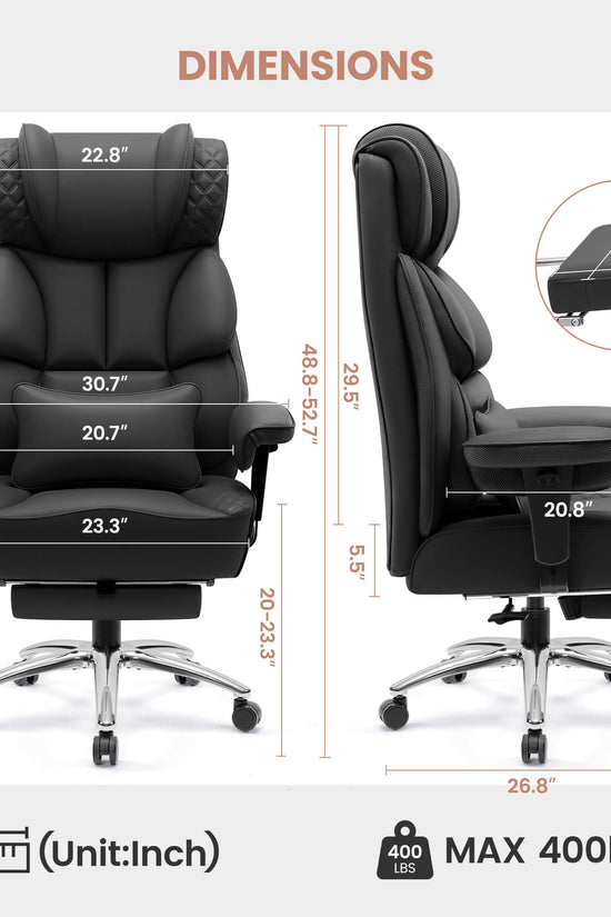 Widened Big and Tall Leather Executive Back Support Office Chair 309