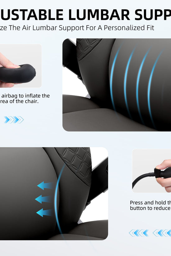 Big and Tall Leather Executive Office Chair with Built-In Airbag Lumbar Support and 360° Adjustable Armrests