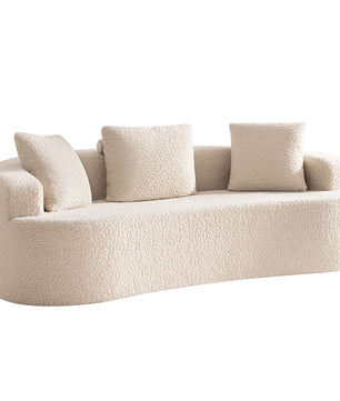3-Seater Plush Floor Sofa with Cushions & Curved Back