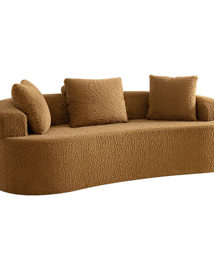 3-Seater Plush Floor Sofa with Cushions & Curved Back