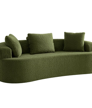 3-Seater Plush Floor Sofa with Cushions & Curved Back