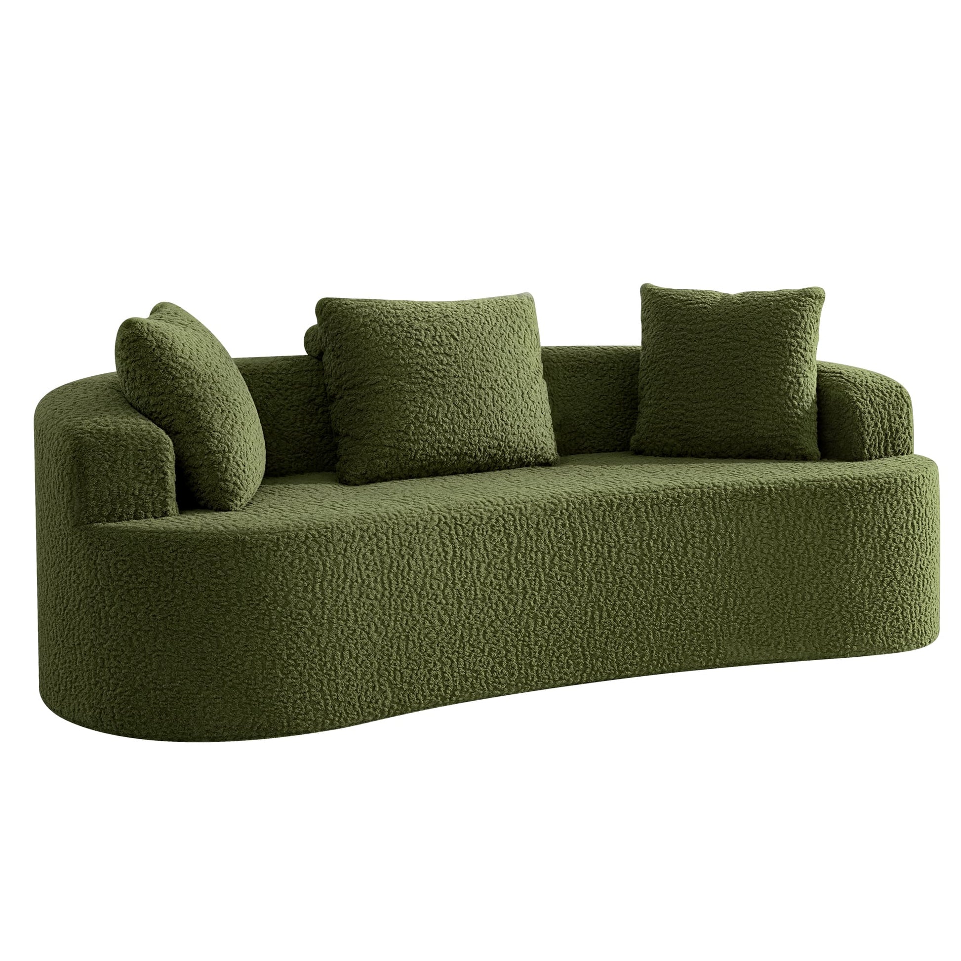 3-Seater Plush Floor Sofa with Cushions & Curved Back