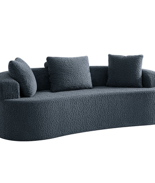3-Seater Plush Floor Sofa with Cushions & Curved Back