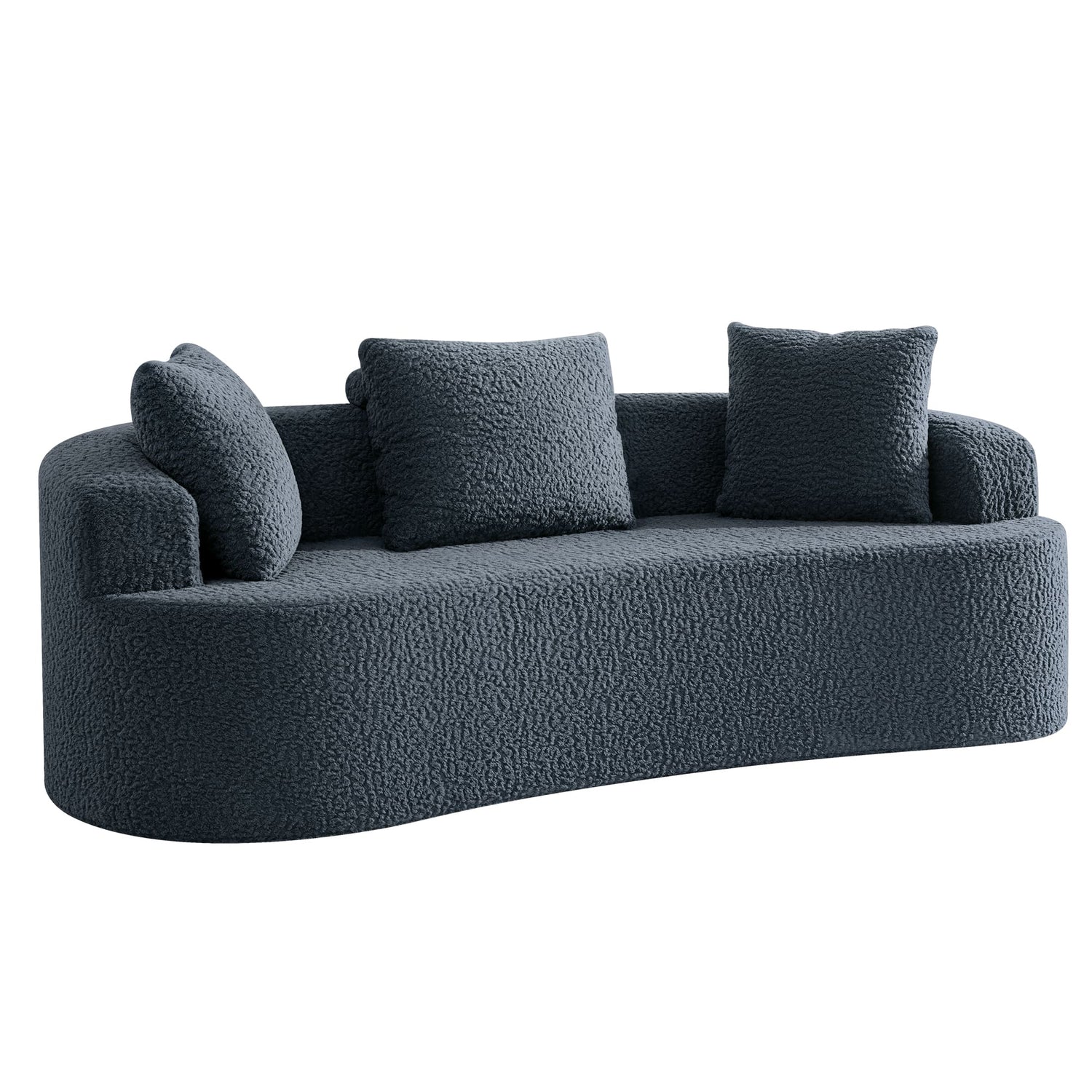 3-Seater Plush Floor Sofa with Cushions & Curved Back