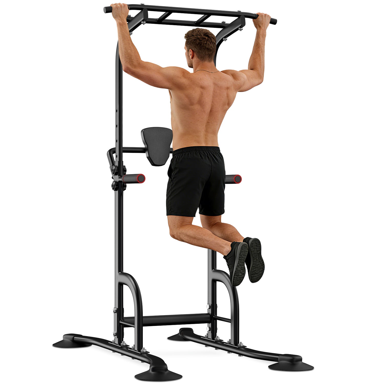 Primy Power Tower, Adjustable Height Pull Up Bar Dip Station Stand for Home Gym Strength Training Fitness Workout Equipment 330LBS