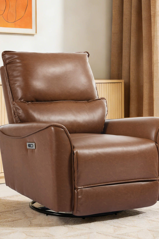 Modern Leather Power Swivel Rocker Recliner Chair