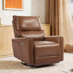 Modern Leather Power Swivel Rocker Recliner Chair