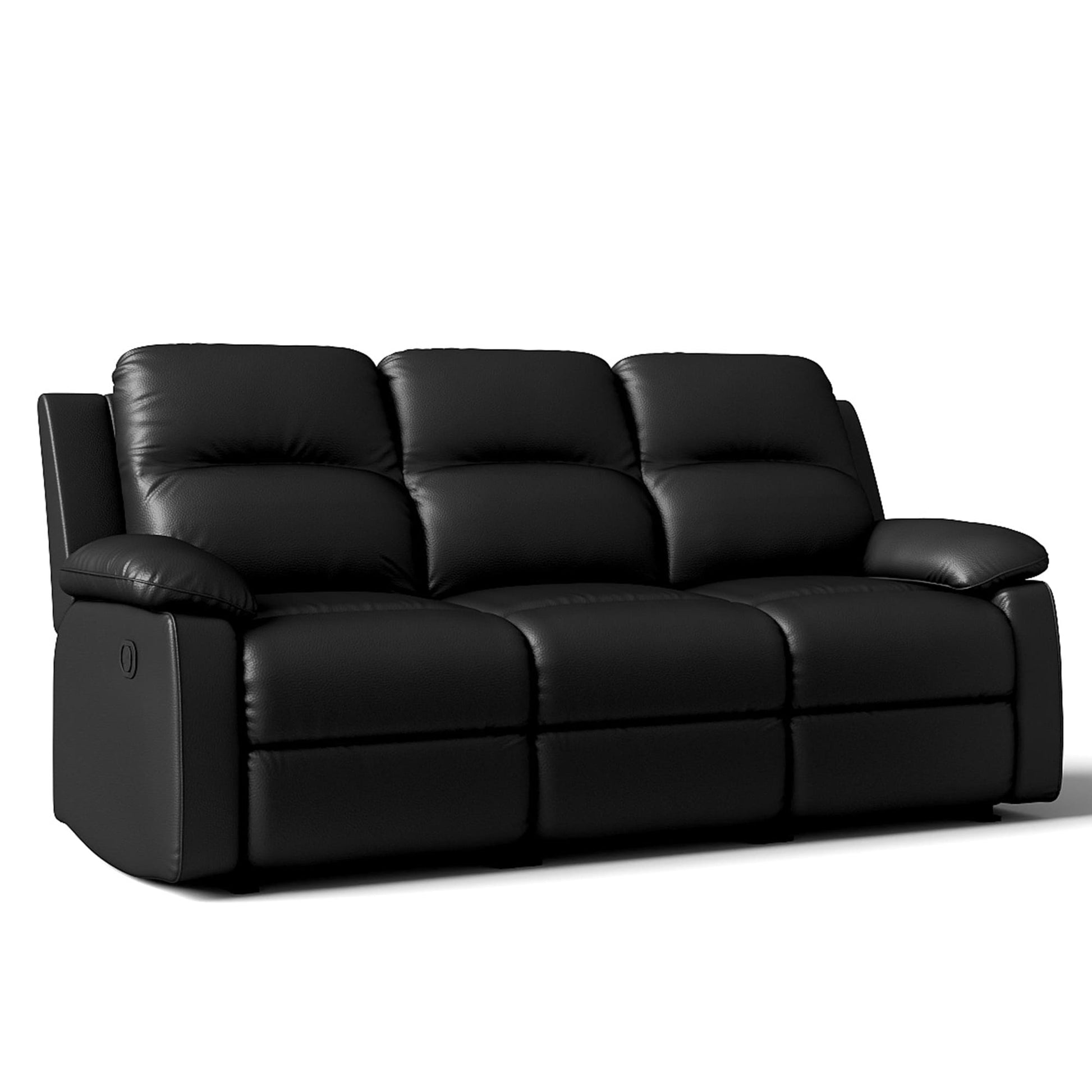 Leather Manual Recliner Sofa with Smooth Recline and Footrest