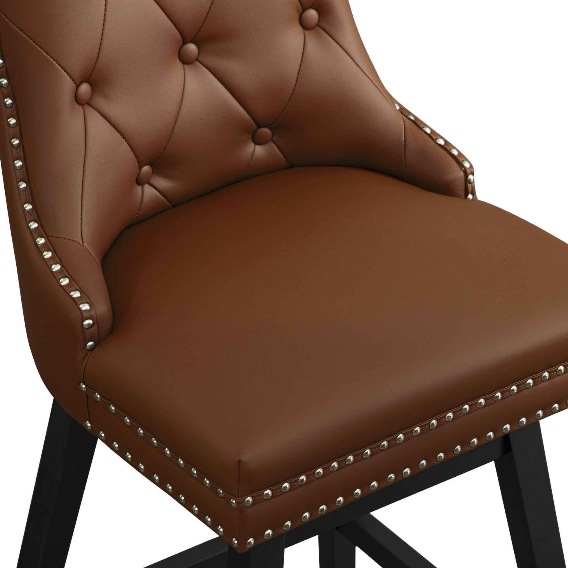 Swivel Bar Stools with Backs and Solid Wood Legs Set of 2