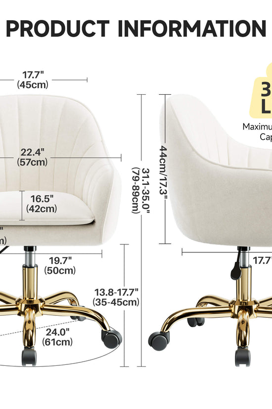 Modern Vanity Chair with Adjustable Height and Comfy Back Support