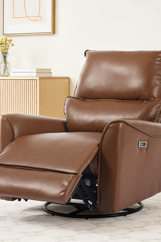 Modern Leather Power Swivel Rocker Recliner Chair