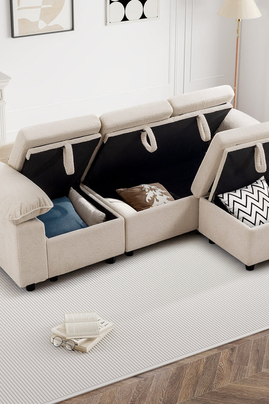 7-Seater Modular Sectional Sofa Couch with Pull-Out Sleeper and Storage