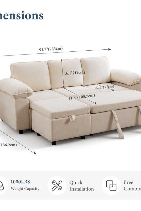 7-Seater Modular Sectional Sofa Couch with Pull-Out Sleeper and Storage