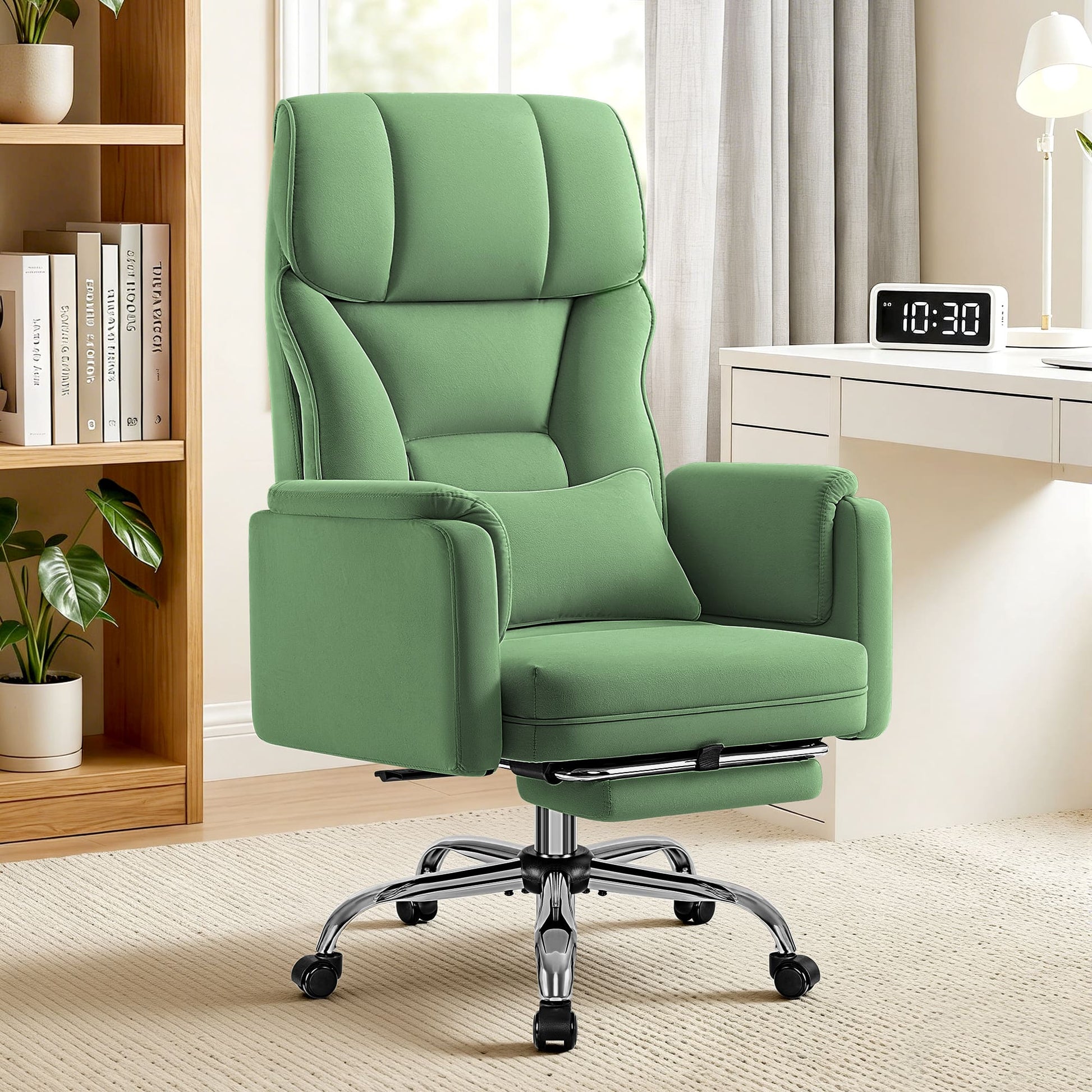 Ergonomic Velvet Office Chair with Wide Cross and Flip-Up Arms