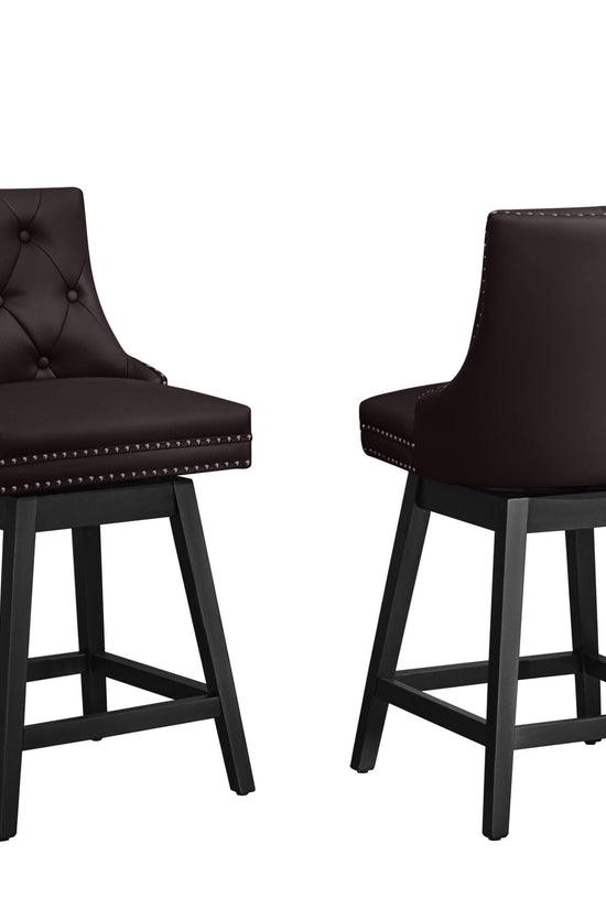 Swivel Bar Stools with Backs and Solid Wood Legs Set of 2