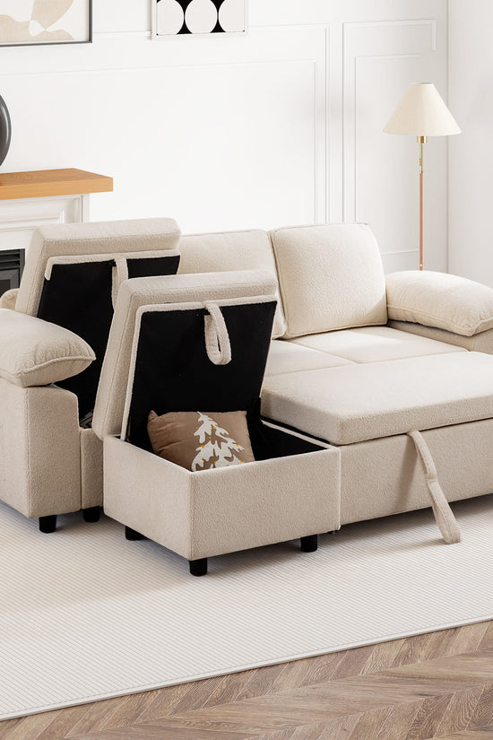 7-Seater Modular Sectional Sofa Couch with Pull-Out Sleeper and Storage