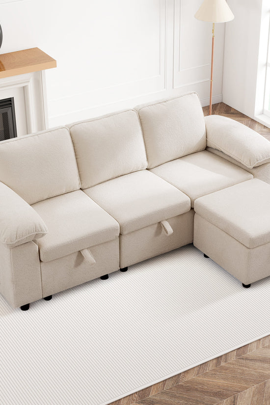 7-Seater Modular Sectional Sofa Couch with Pull-Out Sleeper and Storage
