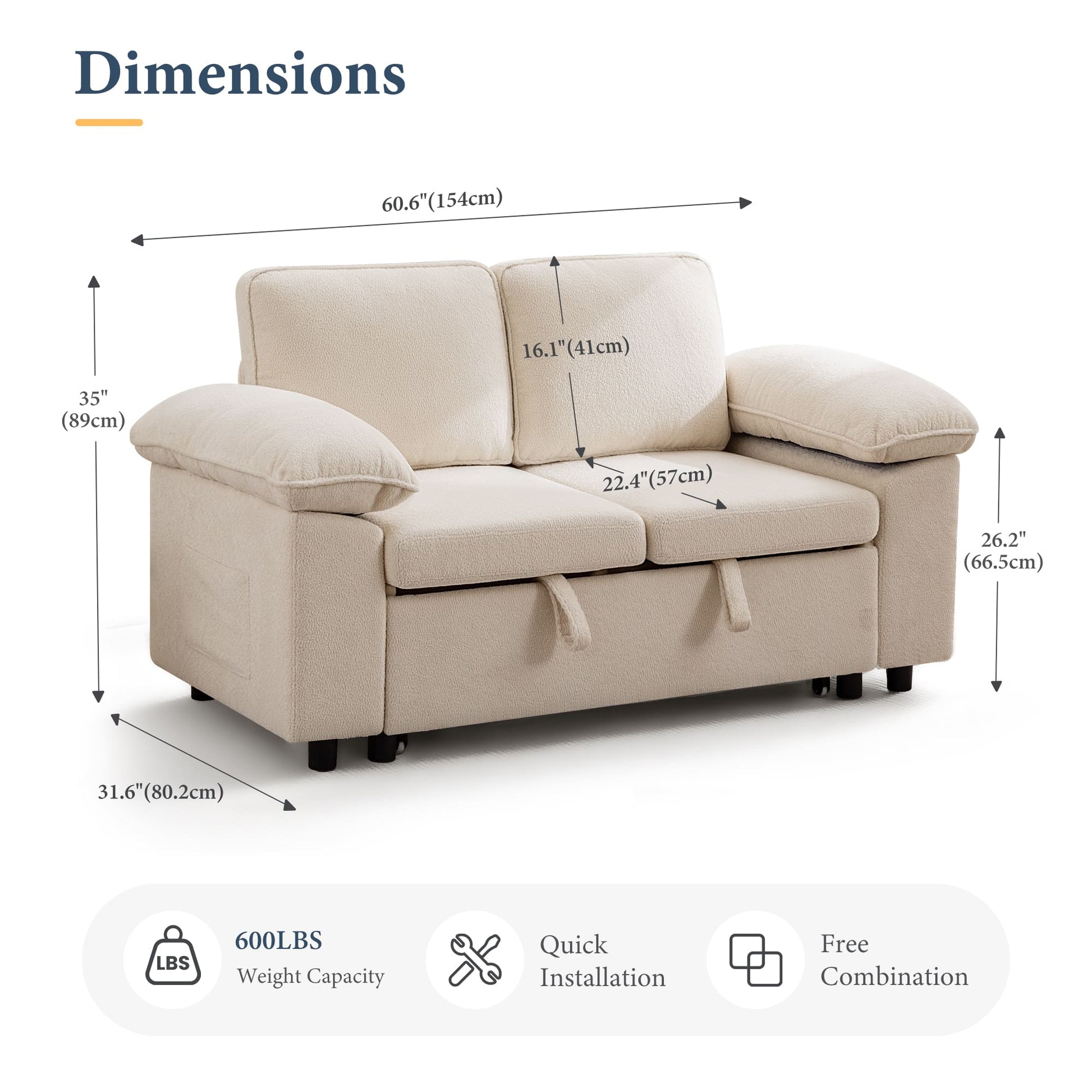 7-Seater Modular Sectional Sofa Couch with Pull-Out Sleeper and Storage