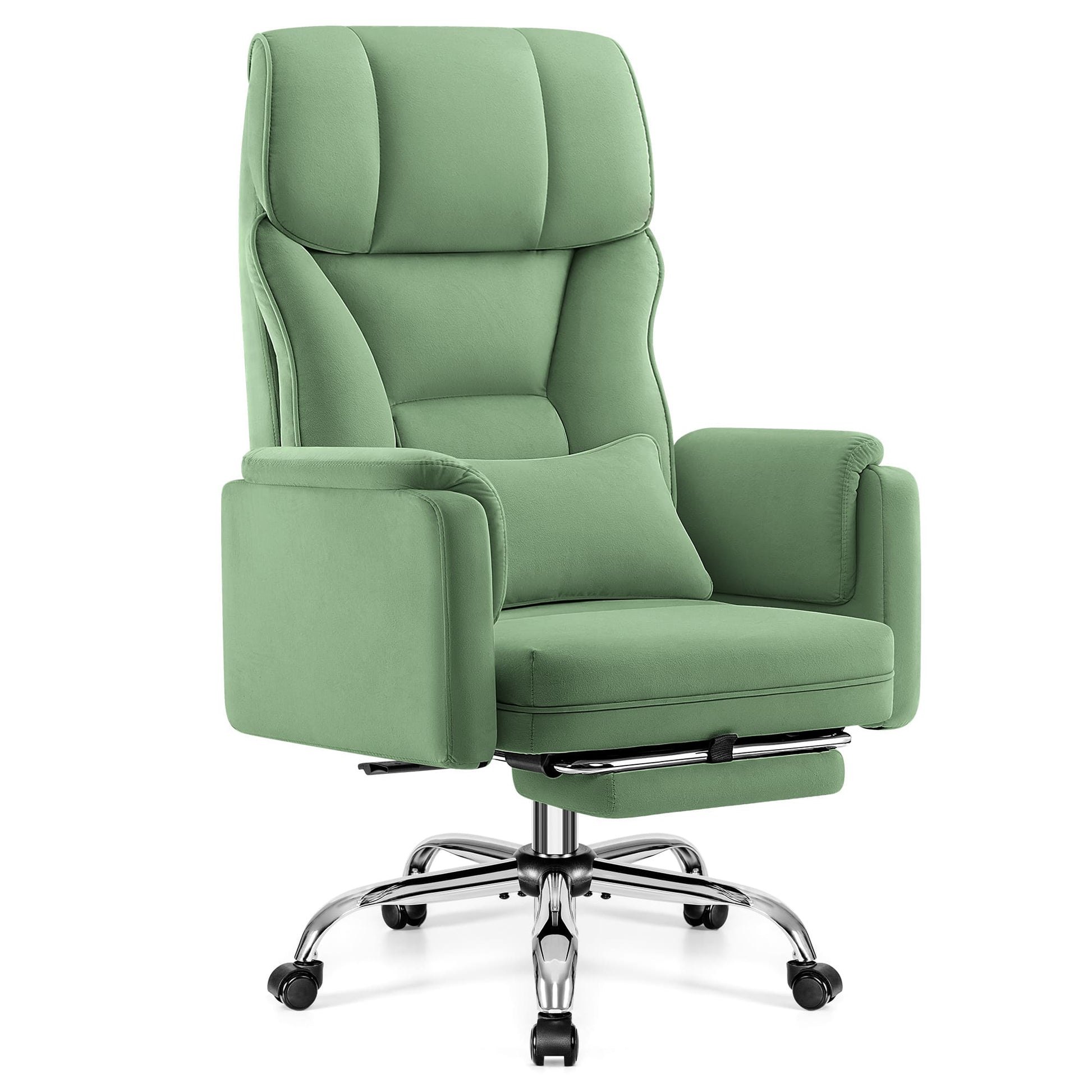 Ergonomic Velvet Office Chair with Wide Cross and Flip-Up Arms