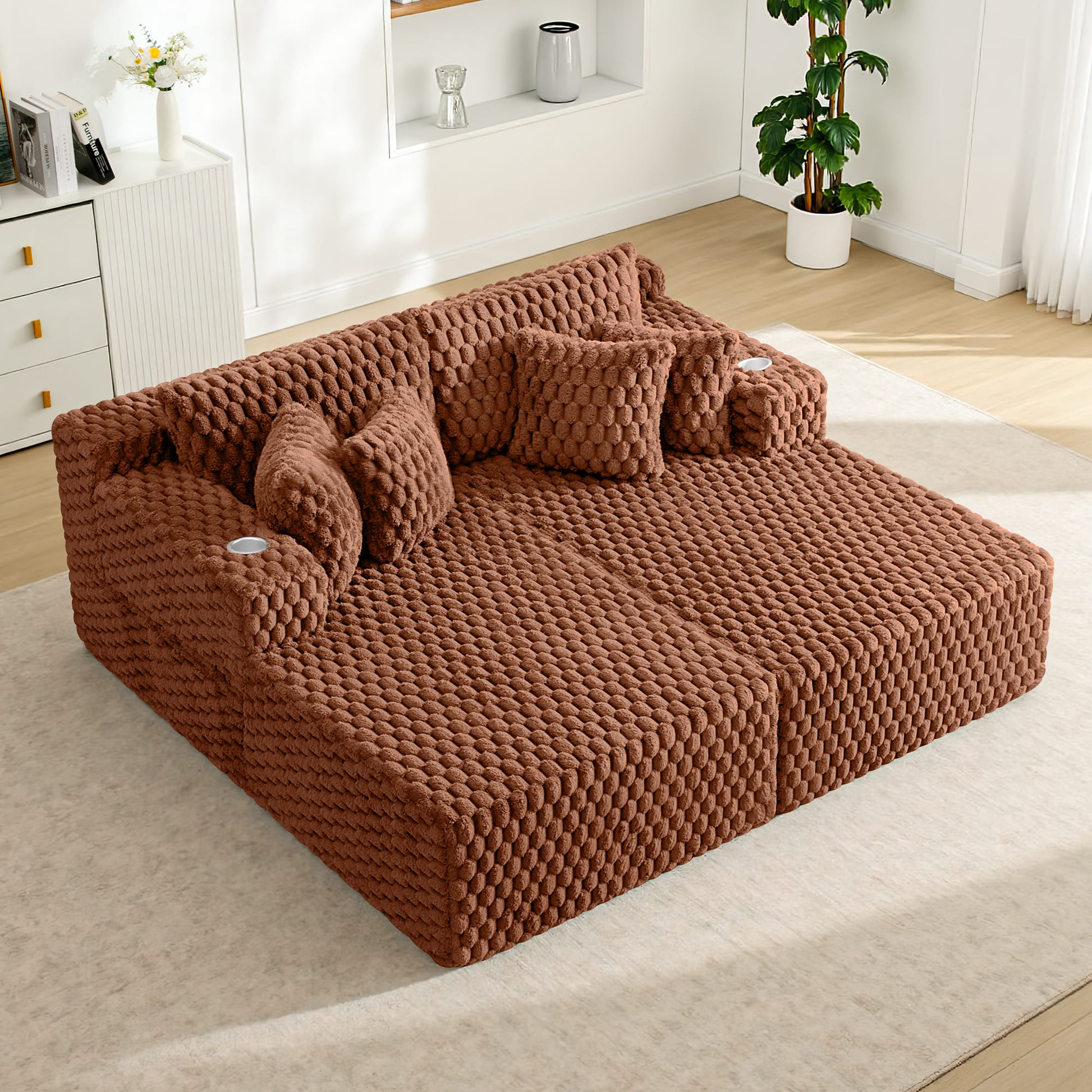 74.8" Oversize Corduroy Double Lounge Chaise Sofa Bed