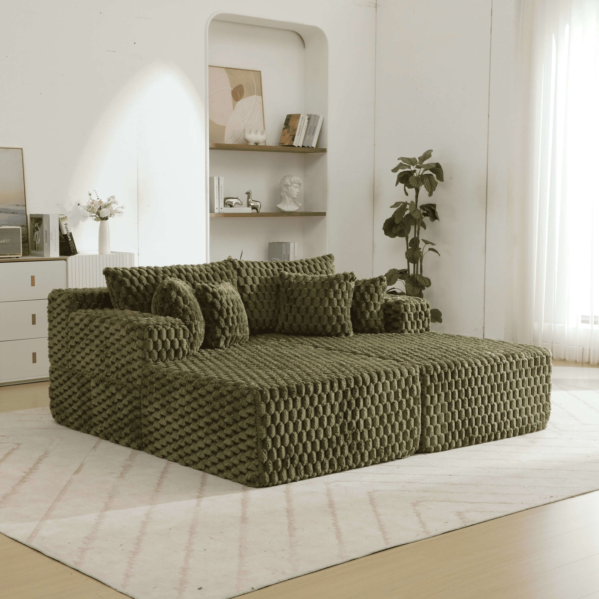 74.8" Oversize Corduroy Double Lounge Chaise Sofa Bed