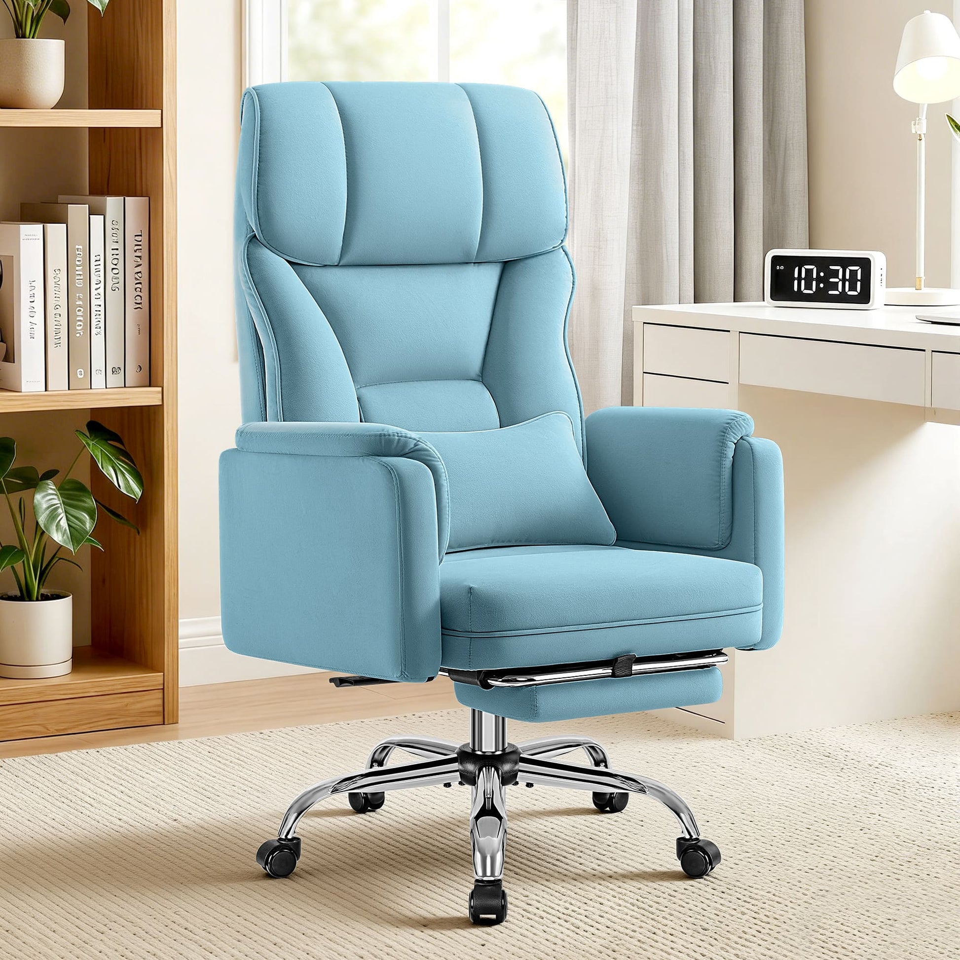 Ergonomic Velvet Office Chair with Wide Cross and Flip-Up Arms