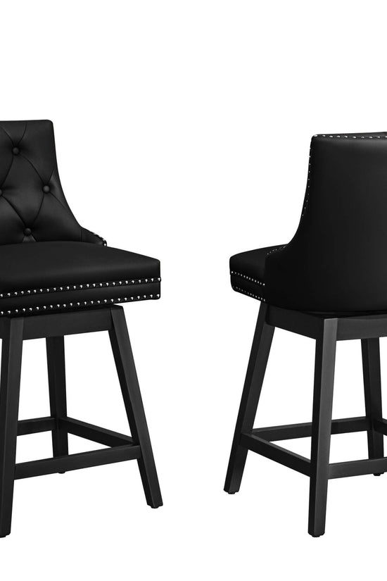 Swivel Bar Stools with Backs and Solid Wood Legs Set of 2