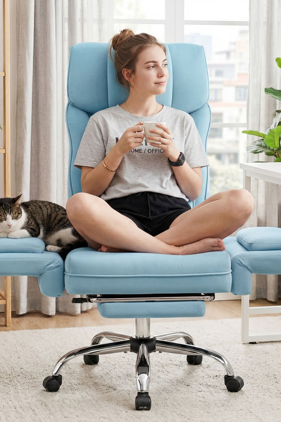 Ergonomic Velvet Office Chair with Wide Cross and Flip-Up Arms