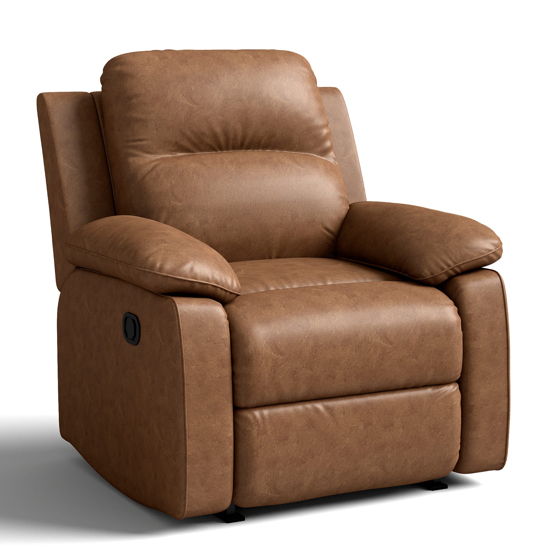 Leather Manual Recliner Sofa with Smooth Recline and Footrest
