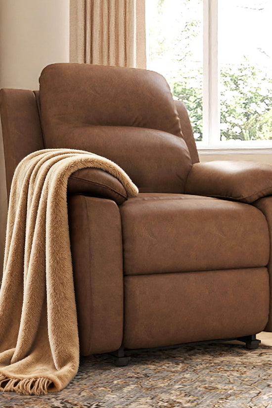 Leather Manual Recliner Sofa with Smooth Recline and Footrest