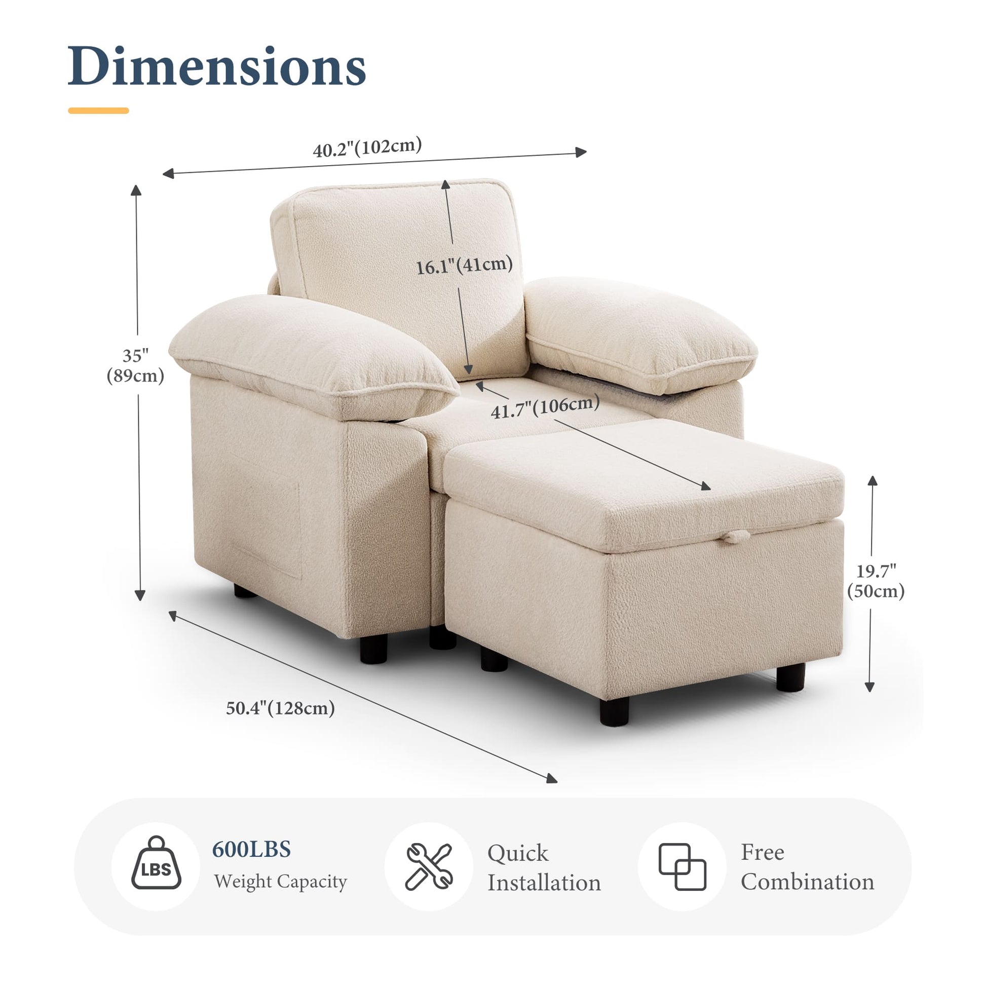 7-Seater Modular Sectional Sofa Couch with Pull-Out Sleeper and Storage