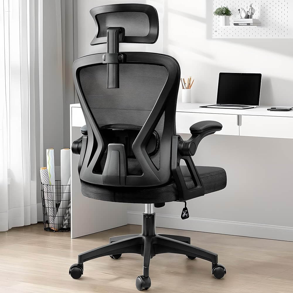 Ergonomic Office Chair with Adjustable Lumbar Support Flip-up Armrests 24-3