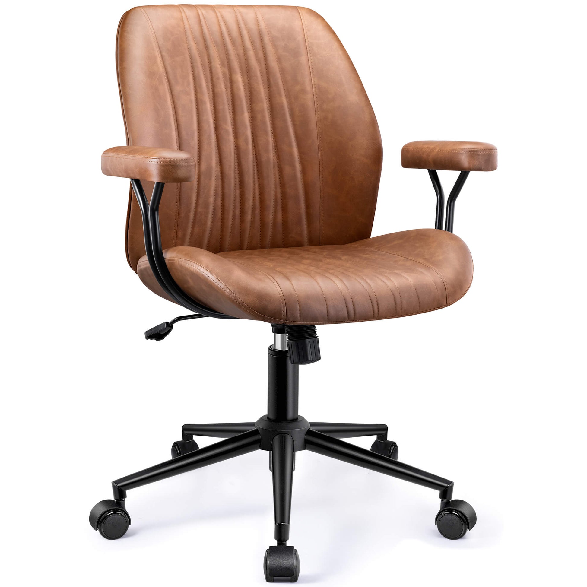 High Back Suede Office Chair Adjustable Home Desk Chair with Lumbar Support