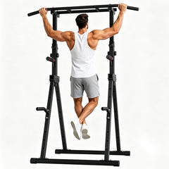 Primy 350lbs Foldable Pull Up Bar Station, Pull Up Bar for Home Gym Workout, Free-Standing Dip Station Power Tower Strength Training Fitness Equipment