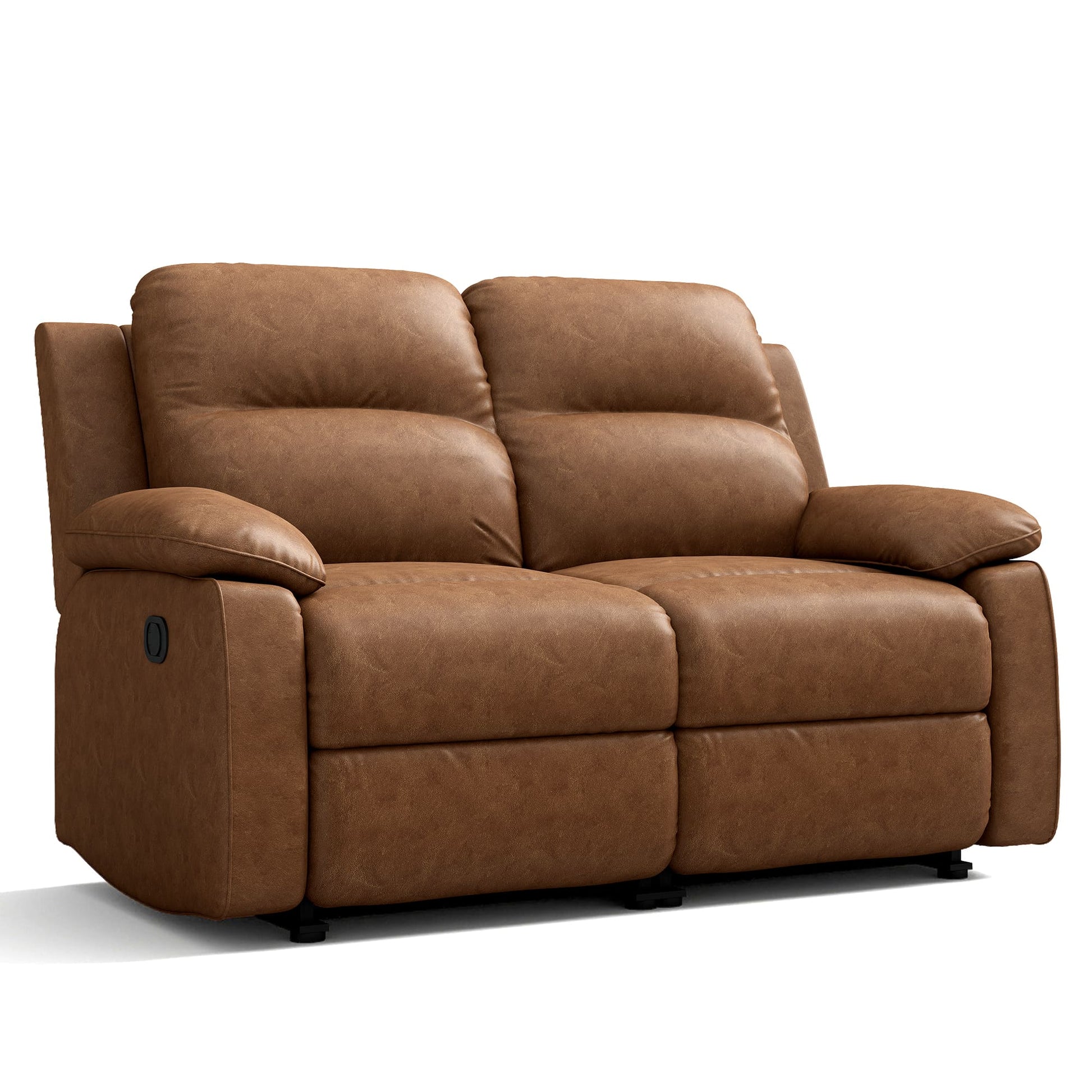Leather Manual Recliner Sofa with Smooth Recline and Footrest