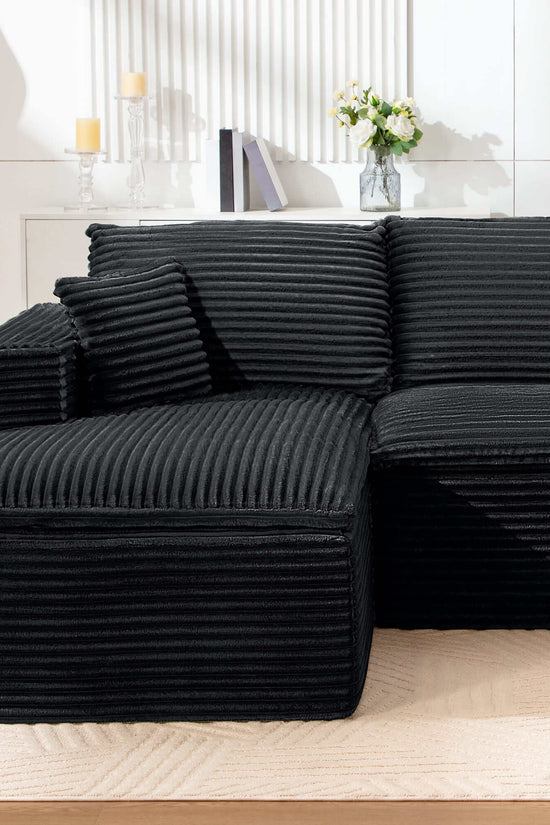 Casual Plush Corduroy L-shape Sectional Sofa