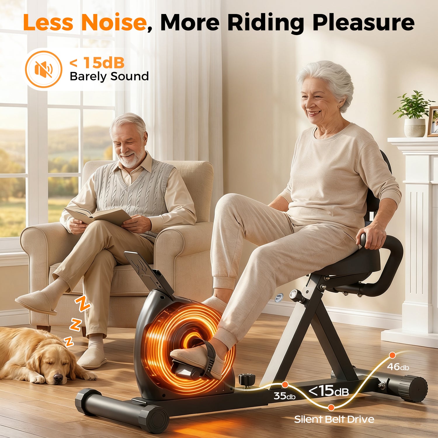 Primy Recumbent Exercise Bikes for Home Stationary with Adjustable Seat and 8 Resistance Level Seat Height Adjustment, Fitness Cardio Indoor Cycling Bike for Home Seniors Adults 300lbs