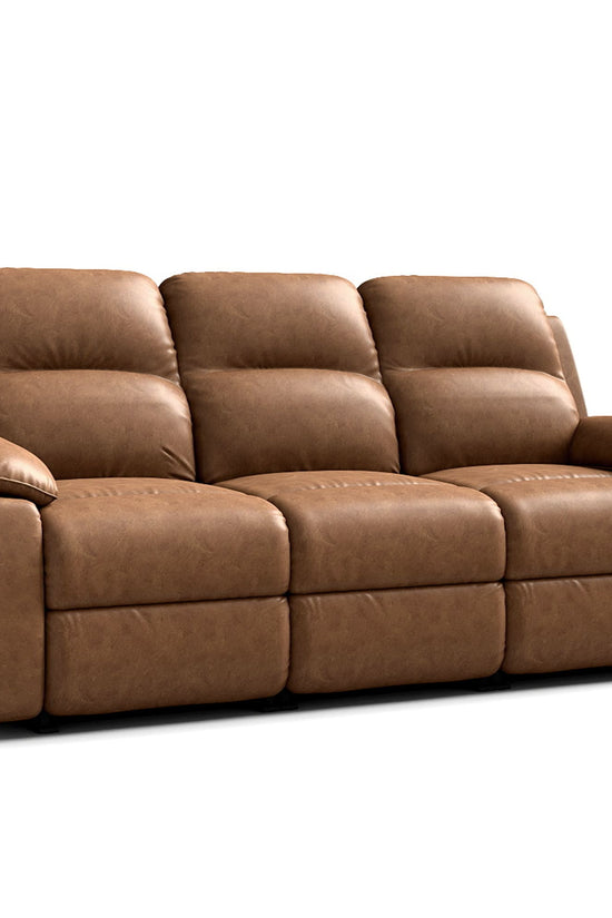 Leather Manual Recliner Sofa with Smooth Recline and Footrest