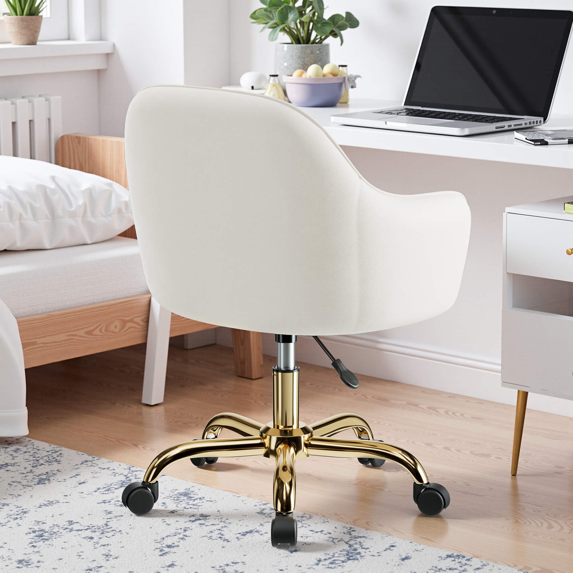 Modern Vanity Chair with Adjustable Height and Comfy Back Support