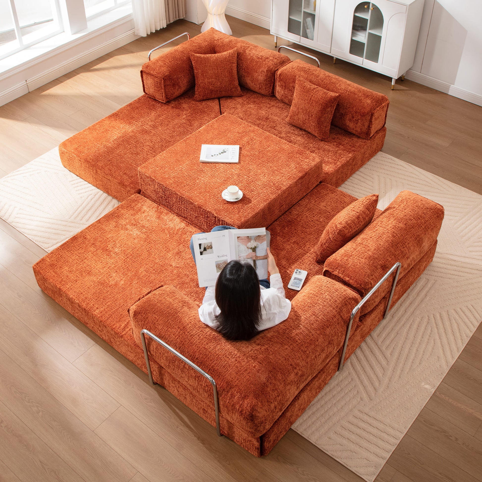 L-Shaped 106.3" W Modular Sectional Sofa Couch