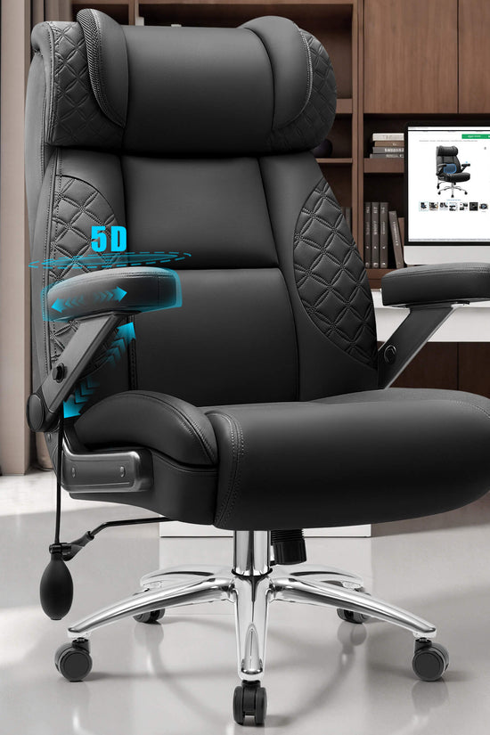 Widened Big and Tall Leather Executive Back Support Office Chair 309