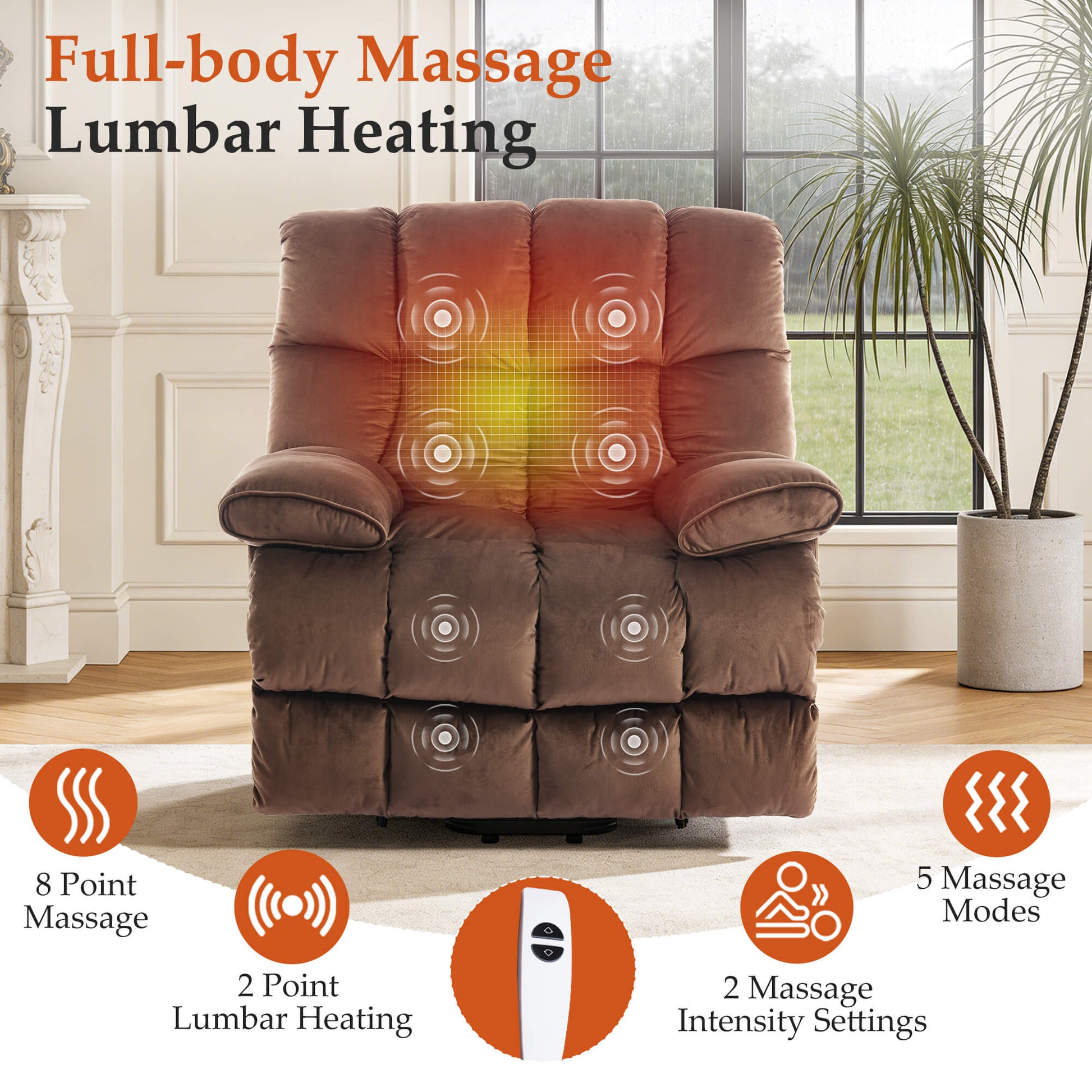 Infinite Position Power Lift Recliner Chair with Massage and Heating for Elderly